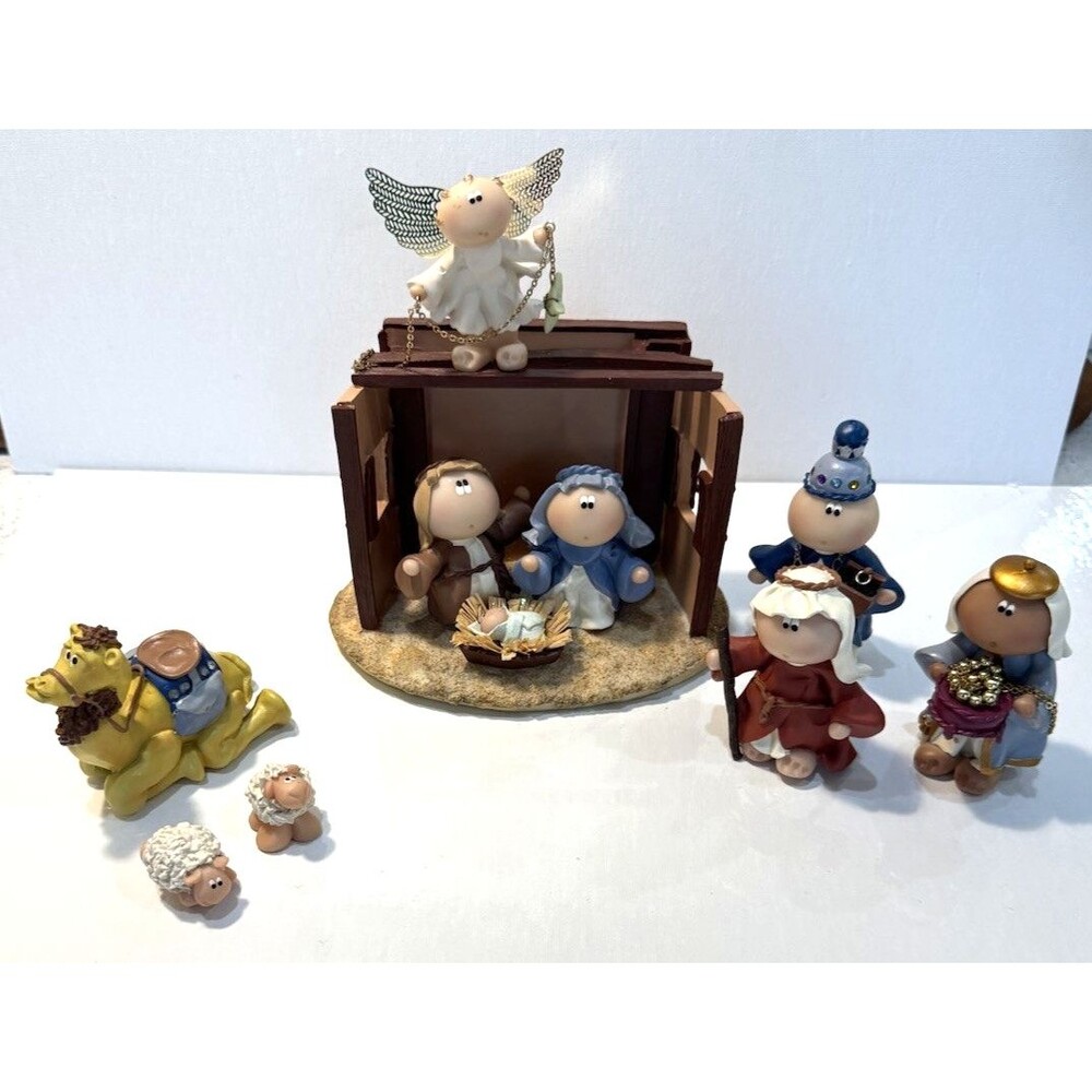 RUSS Angel Cheeks Nativity Set Christmas Baby Jesus Manger Wise Men Angel